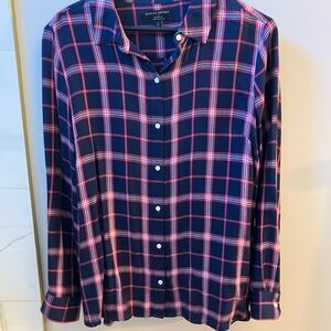 Banana Republic Navy and Red Plaid Shirt